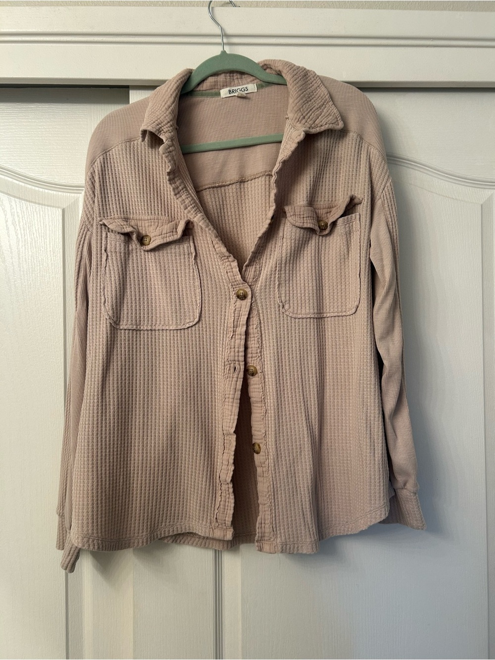 Briggs New York waffle-knit button-up in blush pink
